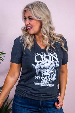 You've Got A Lion Dark Heather Gray Graphic Tee - A3415DGH