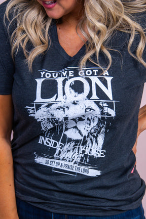 You've Got A Lion Dark Heather Gray Graphic Tee - A3415DGH