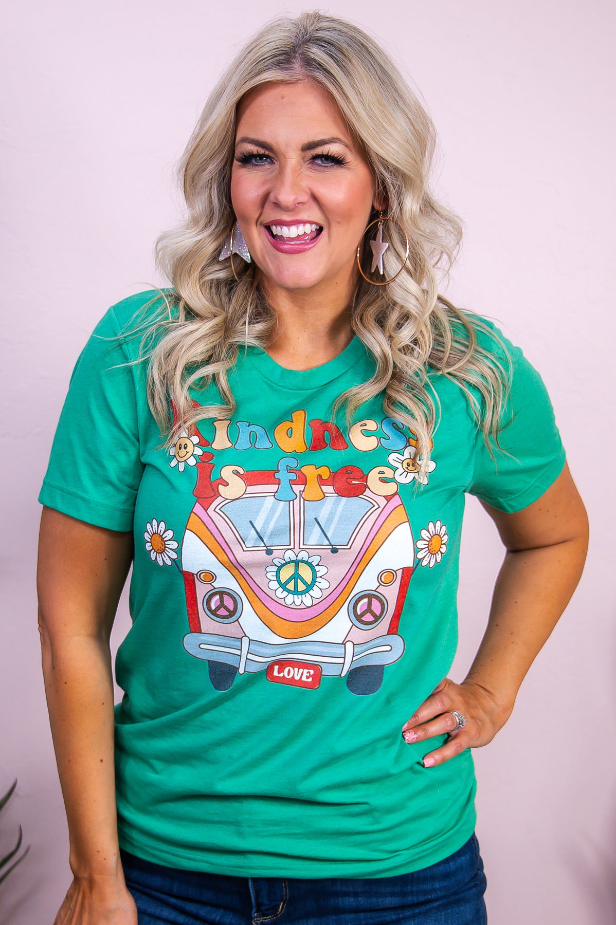 Kindness Is Free Heather Kelly Green Graphic Tee - A3418HKG