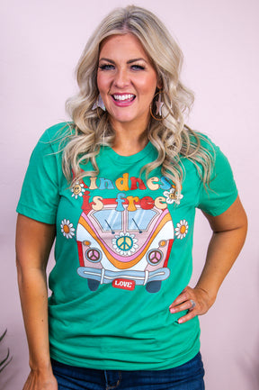 Kindness Is Free Heather Kelly Green Graphic Tee - A3418HKG