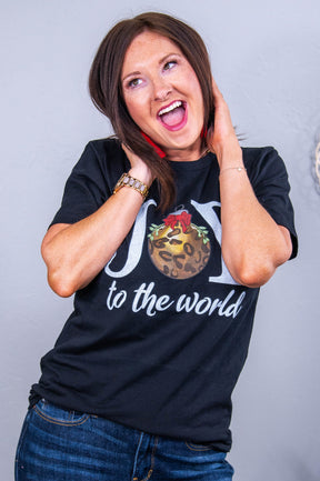 Joy To The World Black Graphic Tee - A3706BK