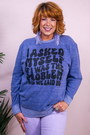 My Self Said No Purple Melange Graphic Sweatshirt - A3425PM