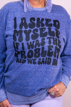 My Self Said No Purple Melange Graphic Sweatshirt - A3425PM