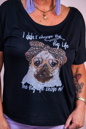 Pug Life Black Graphic Tee - A3423BK