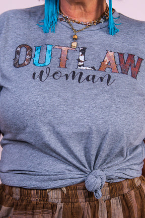 Outlaw Woman Premium Heather Gray Graphic Tee - A3424PHG