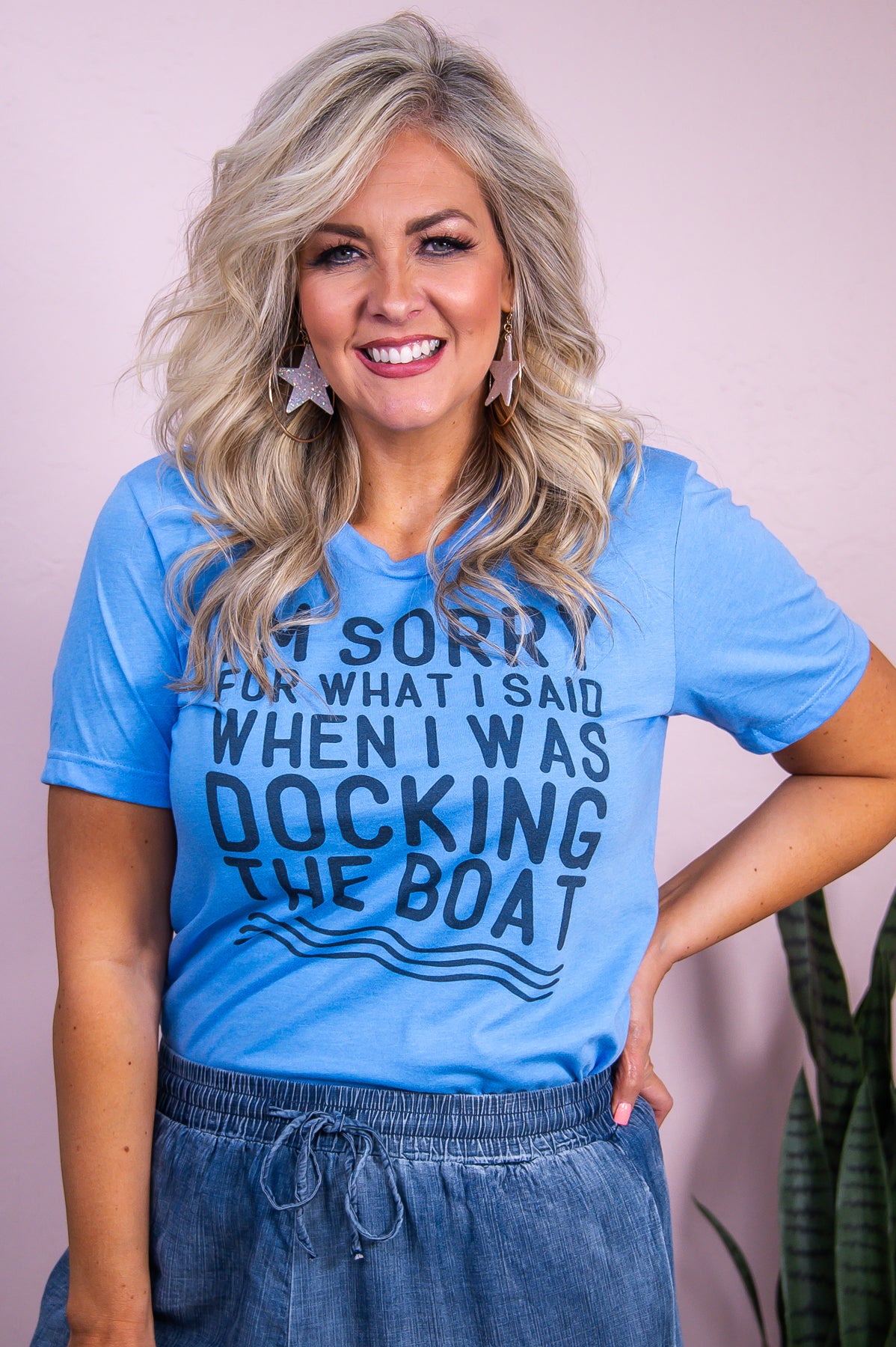 I'm Sorry For What I Said Heather Carolina Blue Graphic Tee - A3427HCB