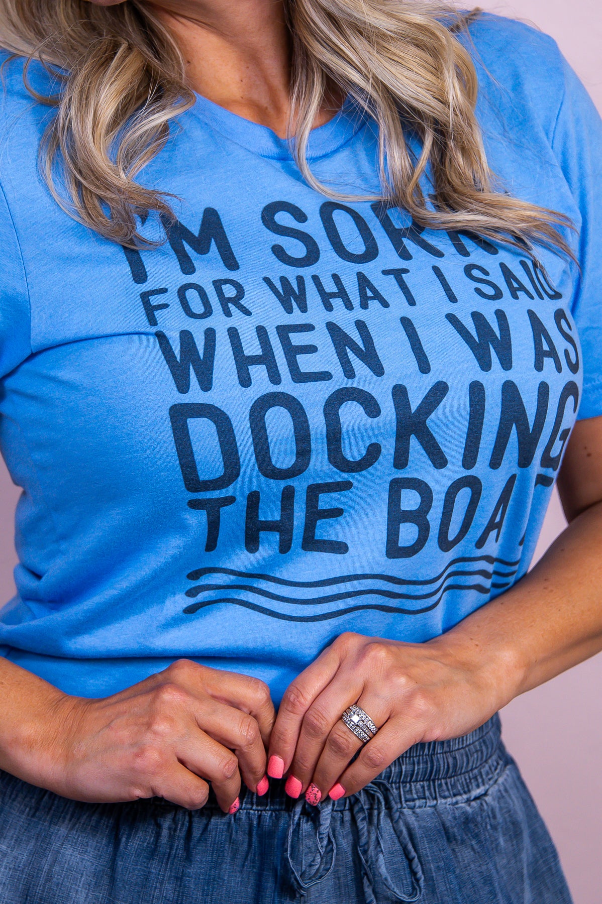 I'm Sorry For What I Said Heather Carolina Blue Graphic Tee - A3427HCB