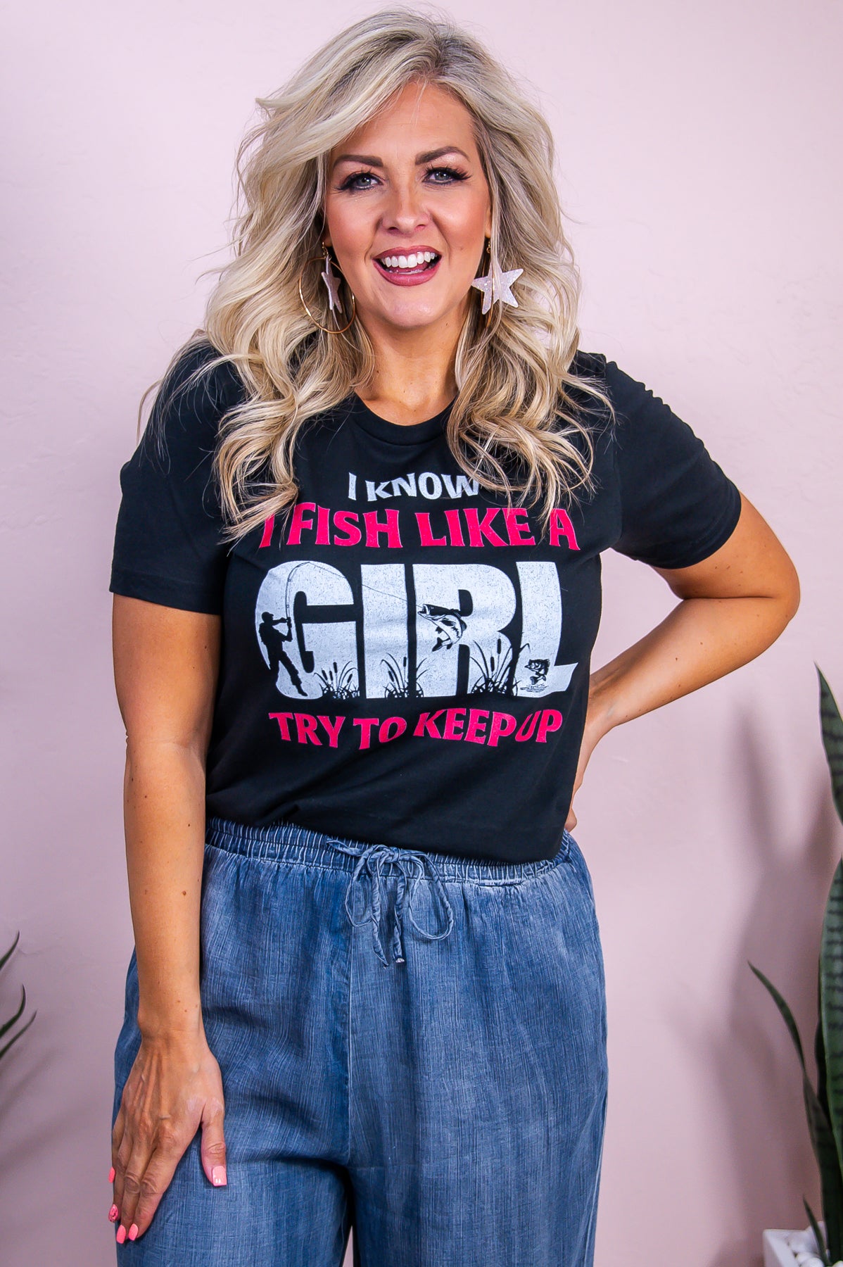 Fish Like A Girl Vintage Black Graphic Tee - A3422VBK