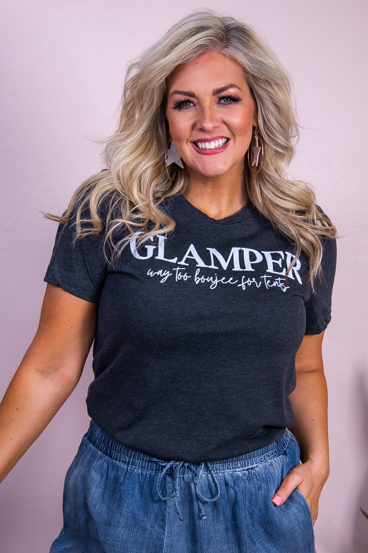 Glamper Dark Heather Gray Graphic Tee - A3426DHG