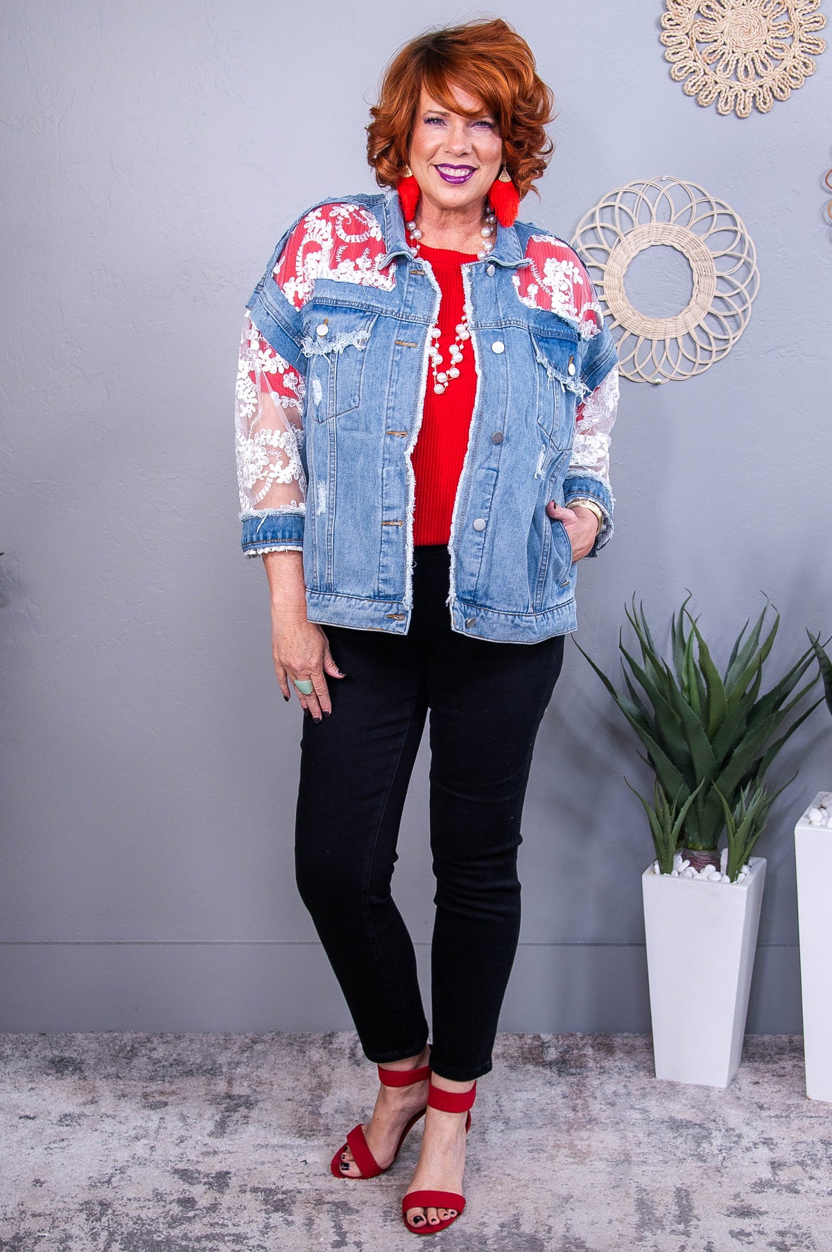 Casual Couture Light Denim/White Lace Jacket - O5616DN