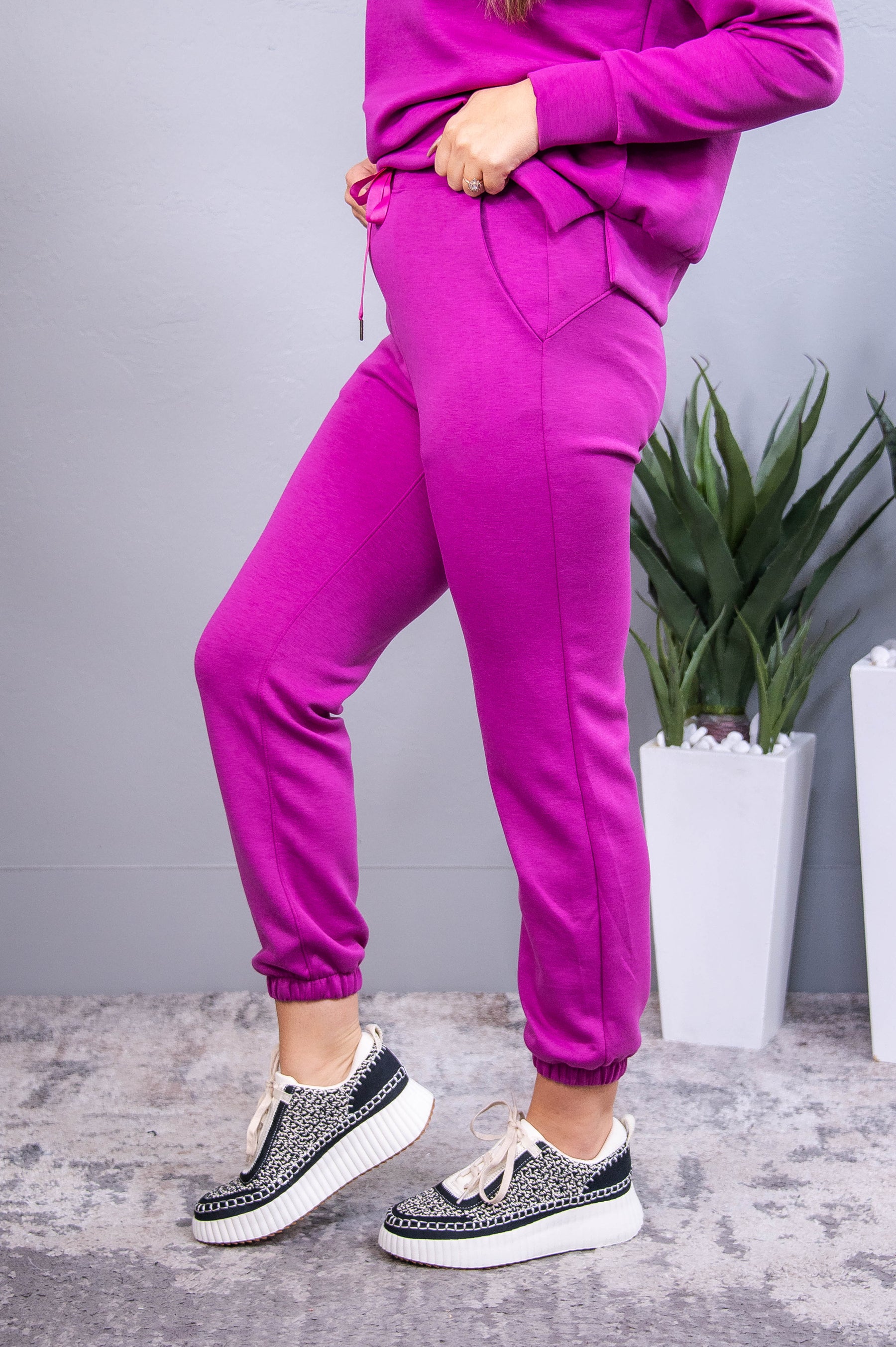 Travel Collection Malibu Magenta Solid Joggers - PNT1744MG