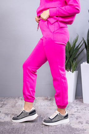 Travel Collection Malibu Hot Pink Solid Joggers - PNT1743HPK