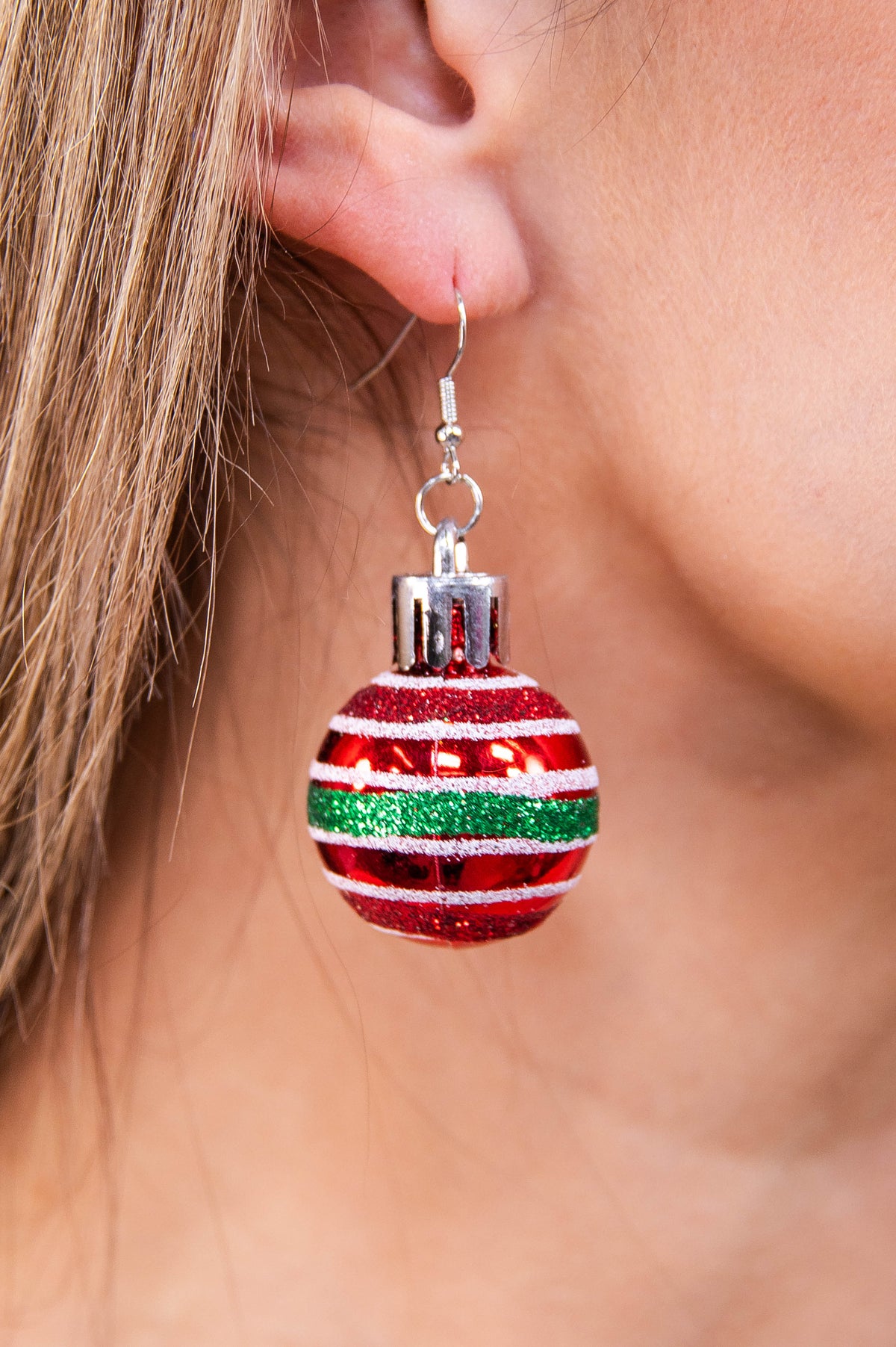 Red Christmas Ornament Earrings - EAR4437RD