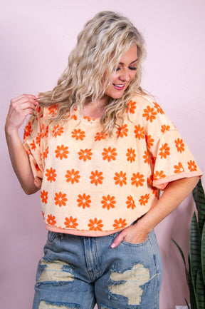 Ride The Tides Peach/Orange Floral Crop Top - T9940PE