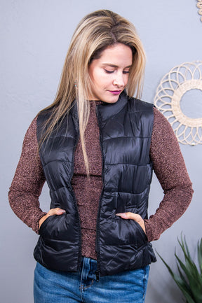 Keeping it Cozy Black Solid Vest - O5622BK