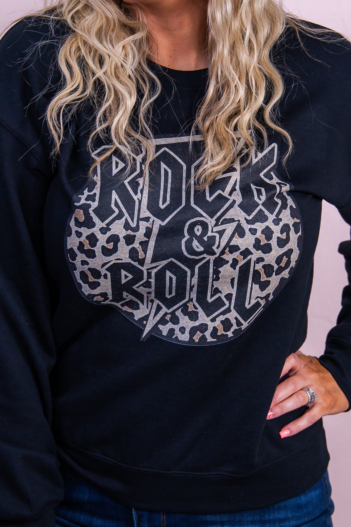 Rock & Roll Black Graphic Sweatshirt - A3437BK