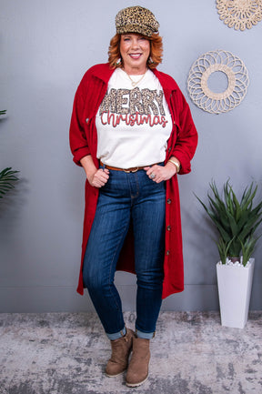 Merry Christmas Natural Printed Graphic Tee - A3712NA