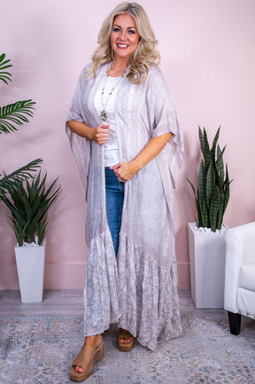 The Sun's Last Kiss Gray/Ivory Paisley Kimono (One Size 4-18) - O5497GR