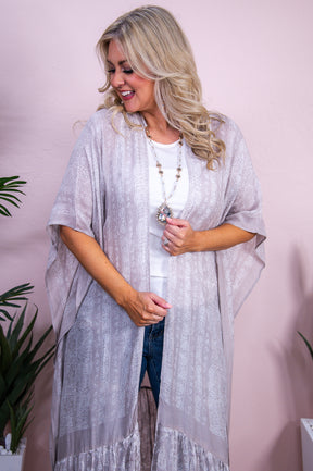 The Sun's Last Kiss Gray/Ivory Paisley Kimono (One Size 4-18) - O5497GR