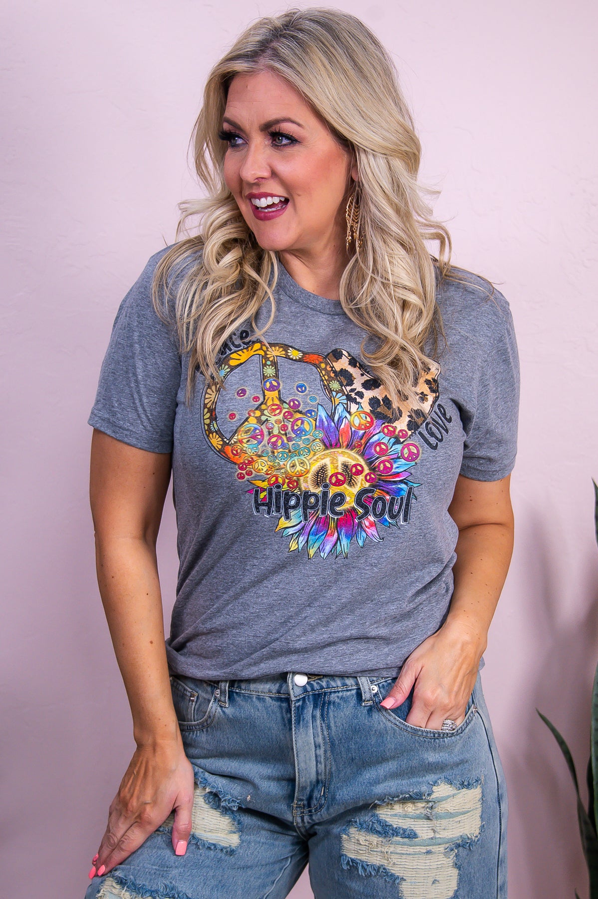 Hippie Soul Premium Heather Gray Graphic Tee - A3442PHG