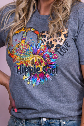 Hippie Soul Premium Heather Gray Graphic Tee - A3442PHG