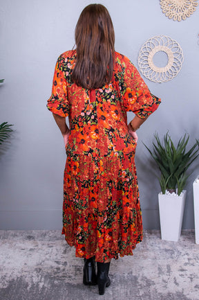 Latest Obsession Orange/Black Floral Dress - D5559OR