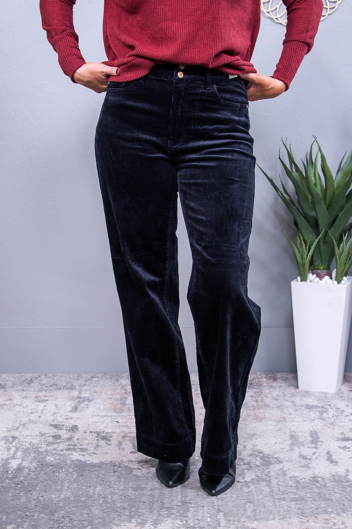 Raven Black Corduroy Jeans - K1248BK