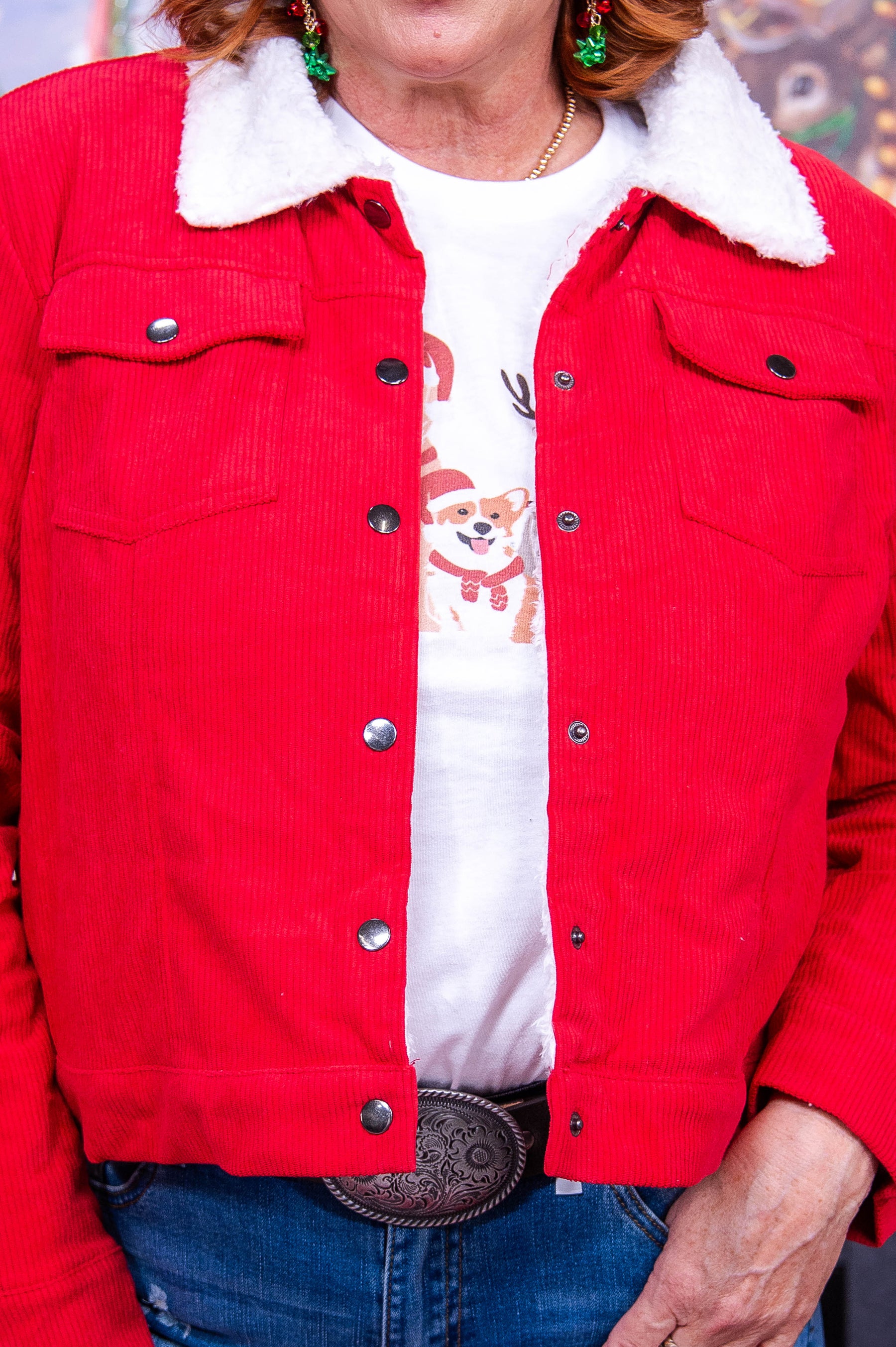 Cute As Can Be Red/White Fuzzy Jacket - O5623RD