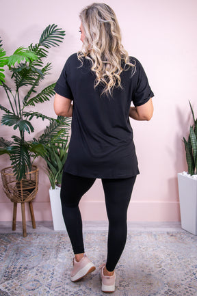 Caribbean Secrets Black Solid Top/Legging (2-Piece Set) - T9881BK