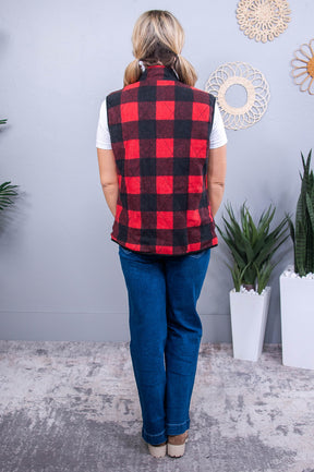 First Sign Of Winter Red/Black Buffalo Plaid Vest - O5633RD