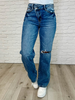 Dylan High Rise Rigid Magic Criss-Cross Waistband Straight Jeans