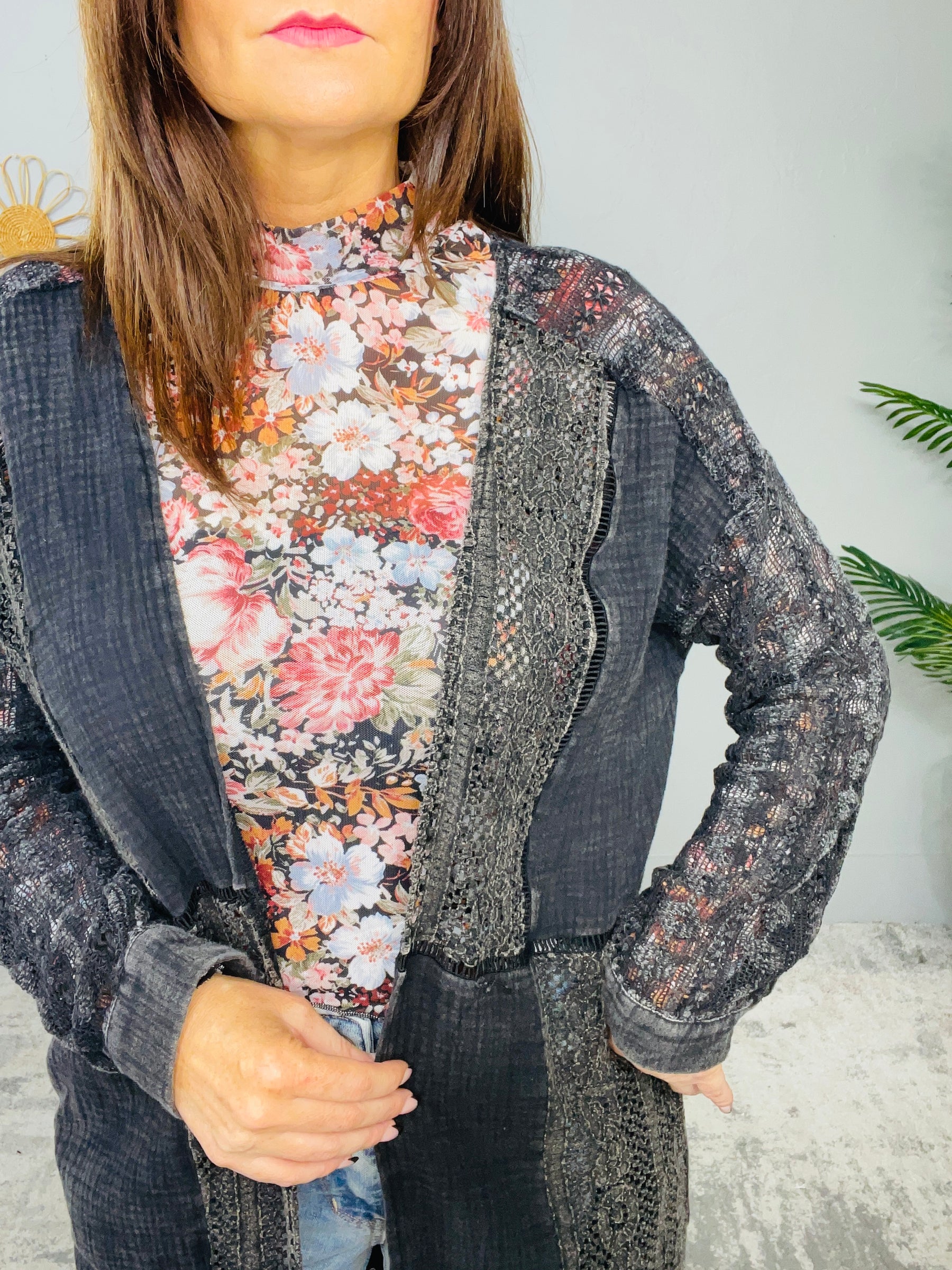 Stay By Me Black Lace Cardigan - O5627BK