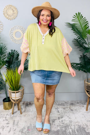 Block Party Color Block Bubble Sleeve Top