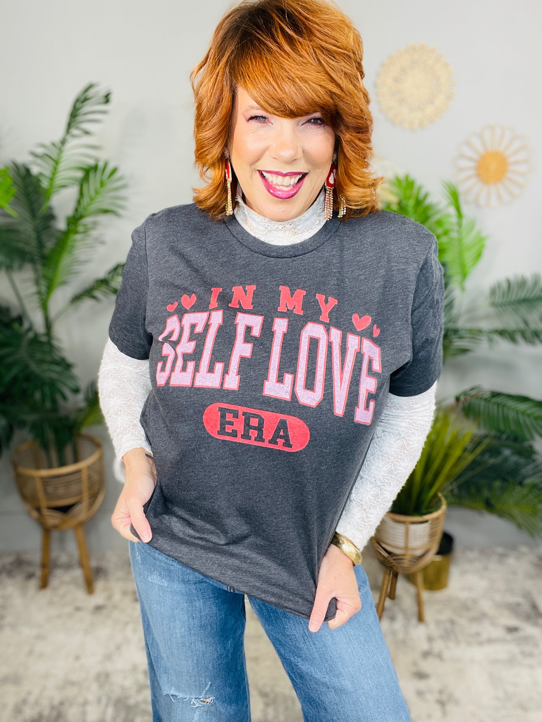 In My Self Love Era Dark Heather Gray Graphic Tee - A3909DHG