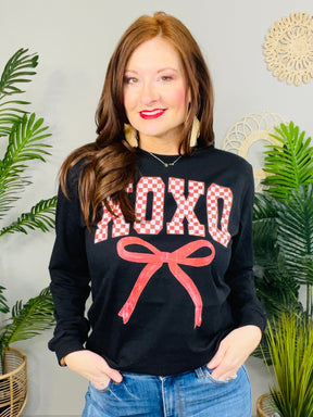 XOXO Black Printed Long Sleeve Graphic Tee - A3910BK