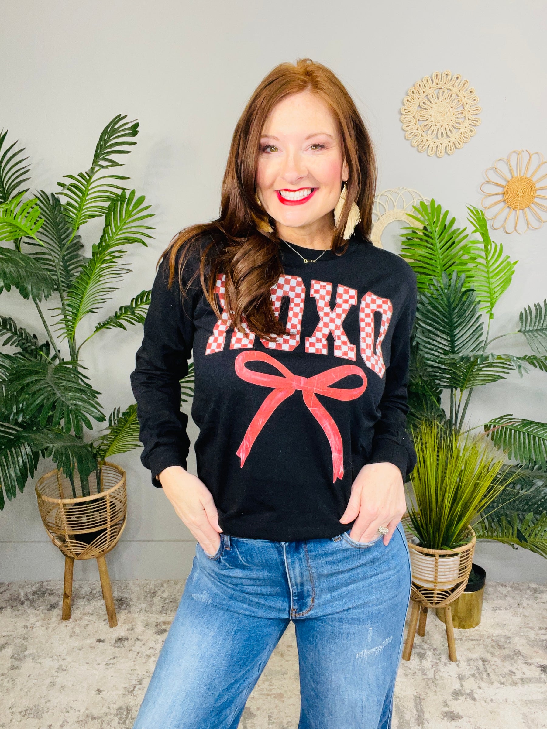 XOXO Black Printed Long Sleeve Graphic Tee - A3910BK