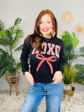 XOXO Black Printed Long Sleeve Graphic Tee - A3910BK