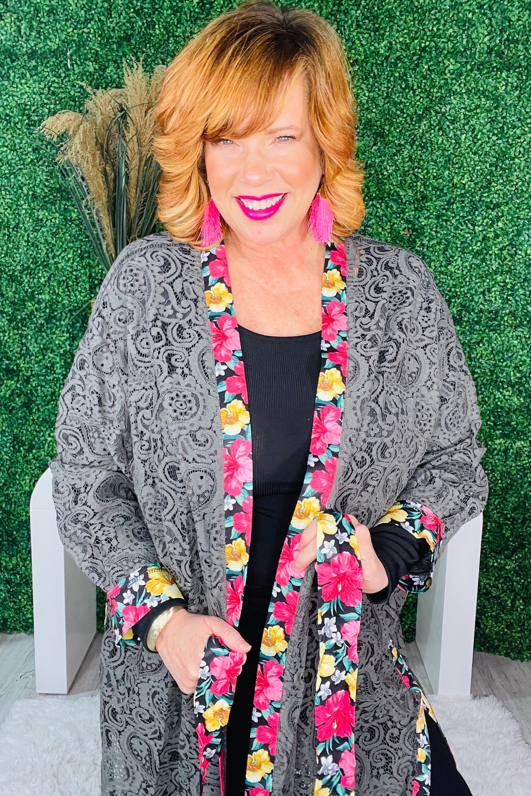 Wrapped In Lace Black Floral Cardigan