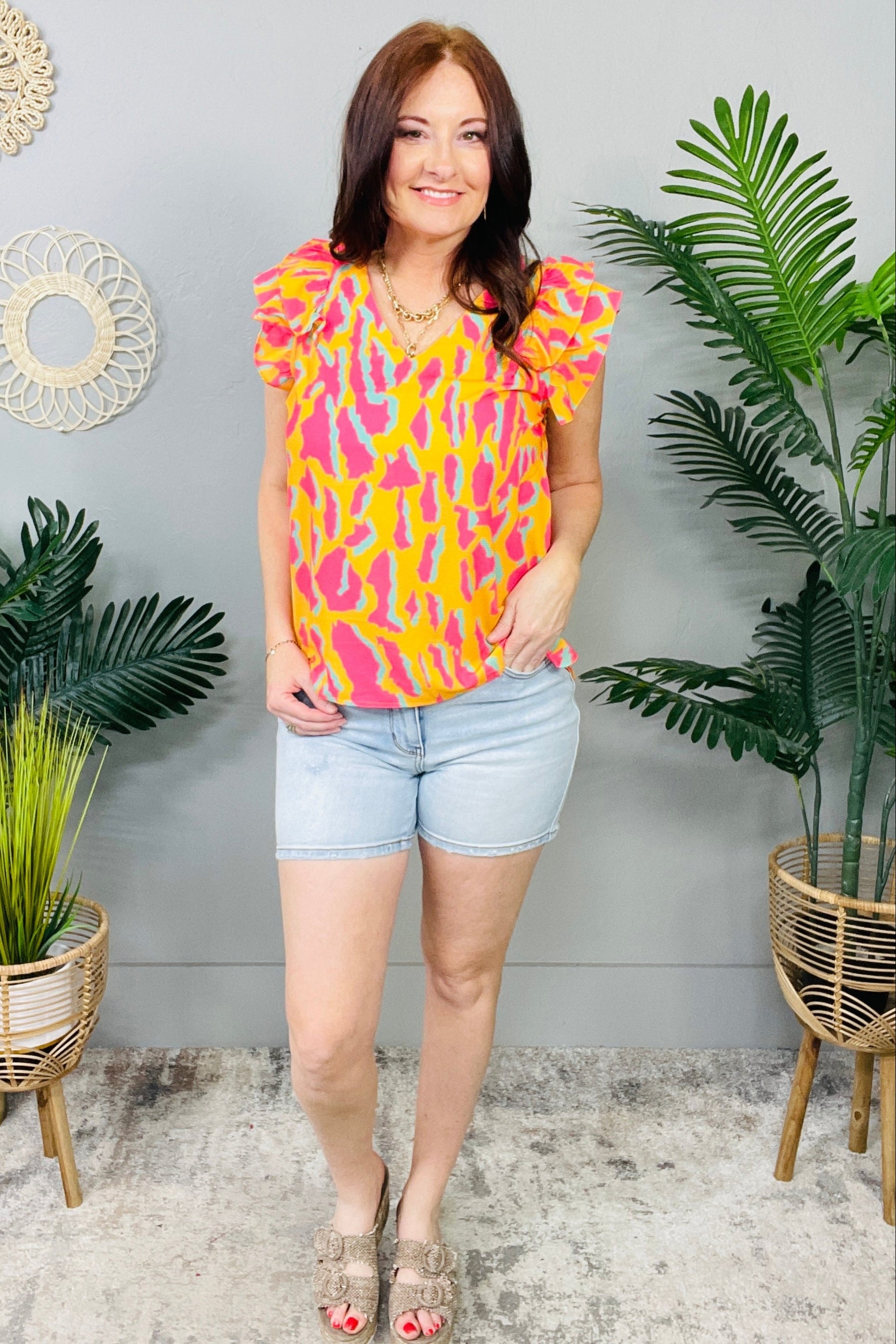 Unleash Your Wild Side Abstract Print Top