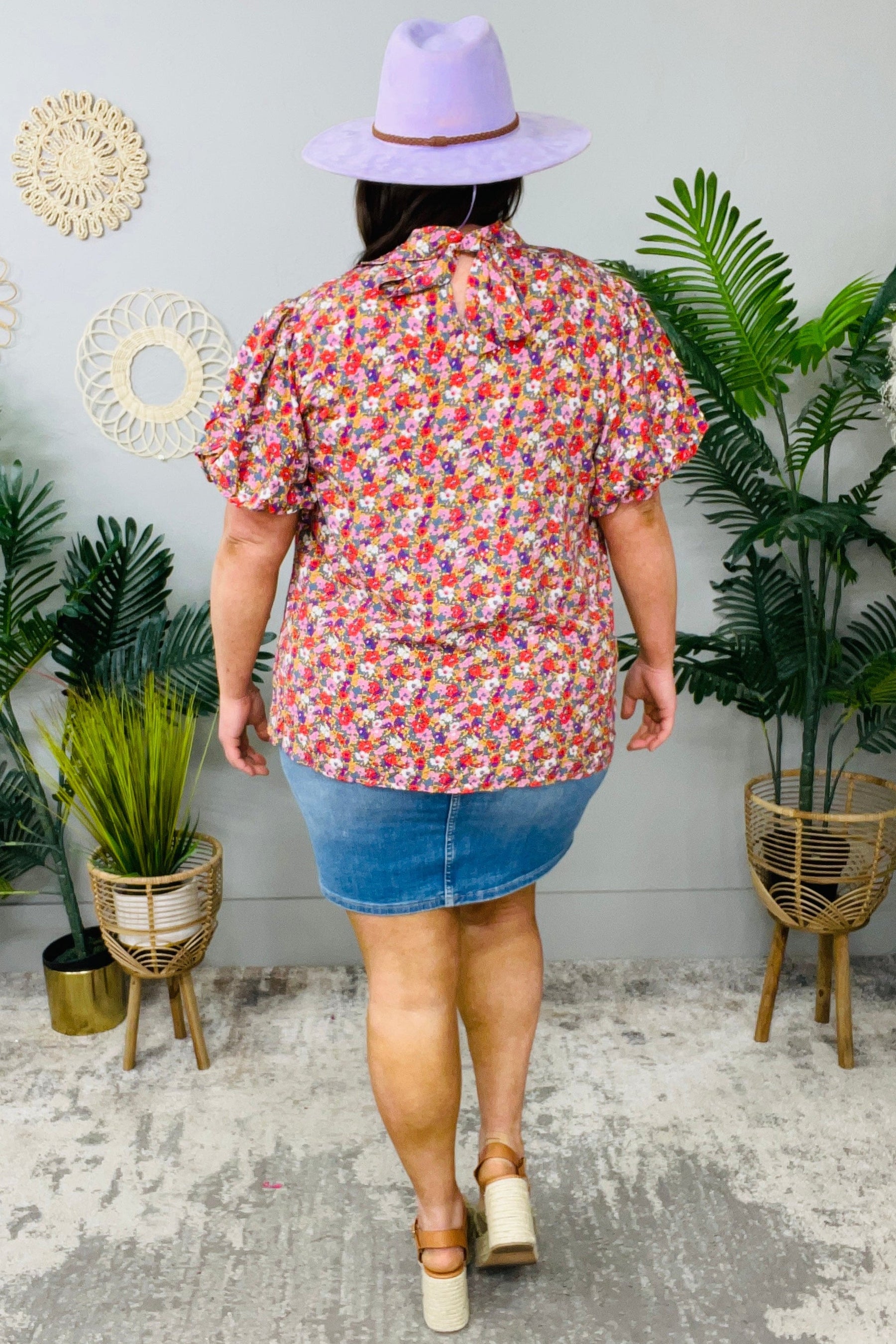 Bohemian Moment Floral Mock Neck Blouse