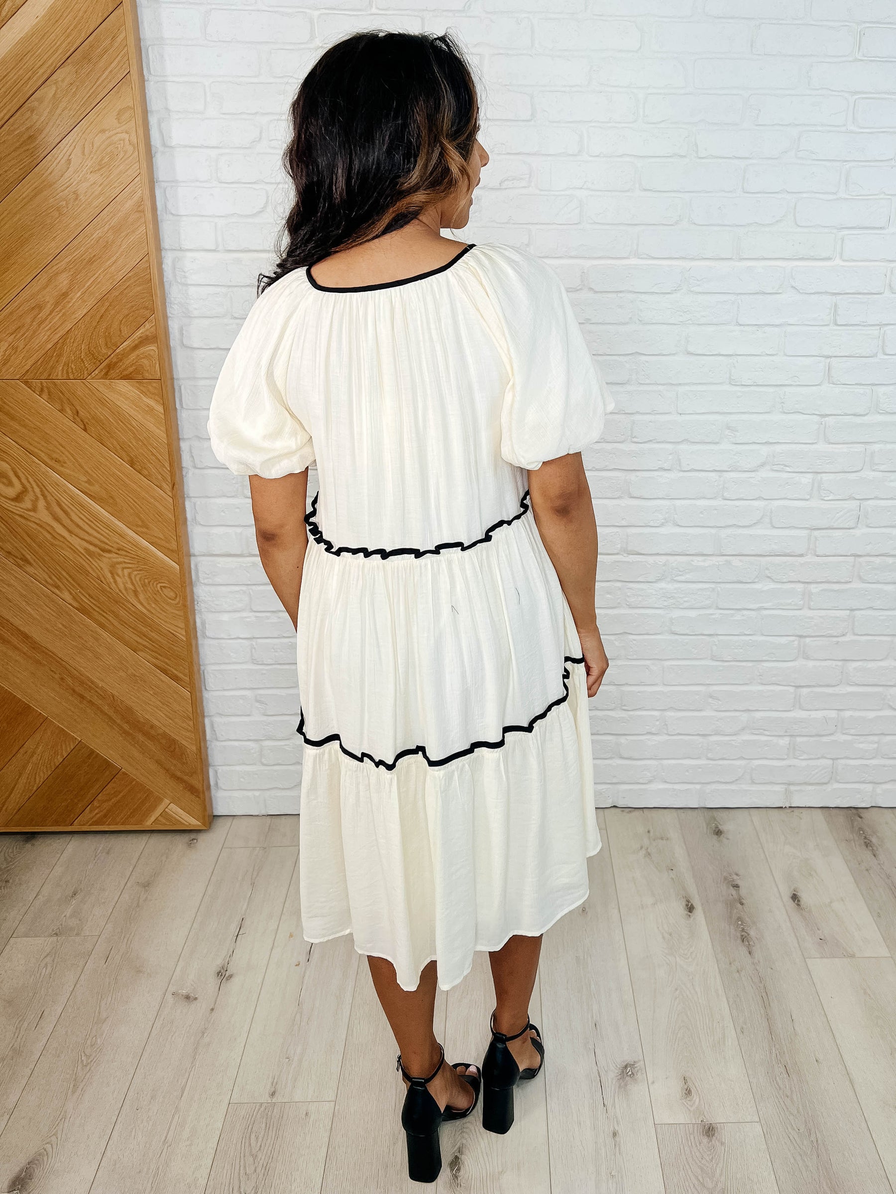 If This World Was Mine Tiered Half Sleeve Dress in Ivory