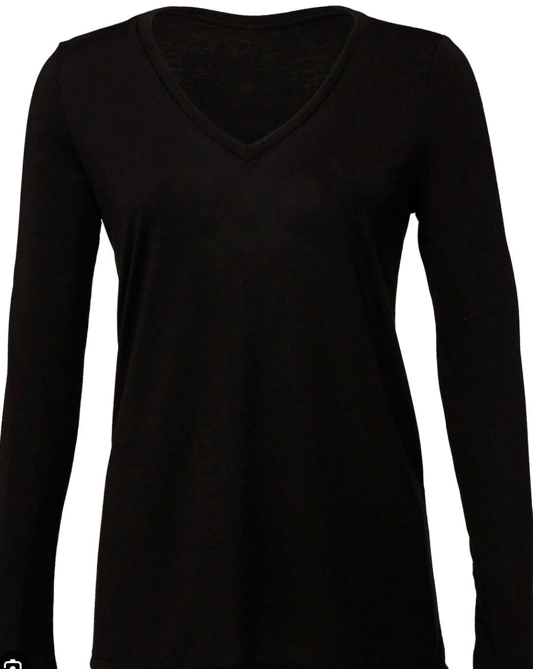 8855 Black Women's Flowy Long Sleeve V-Neck Tee