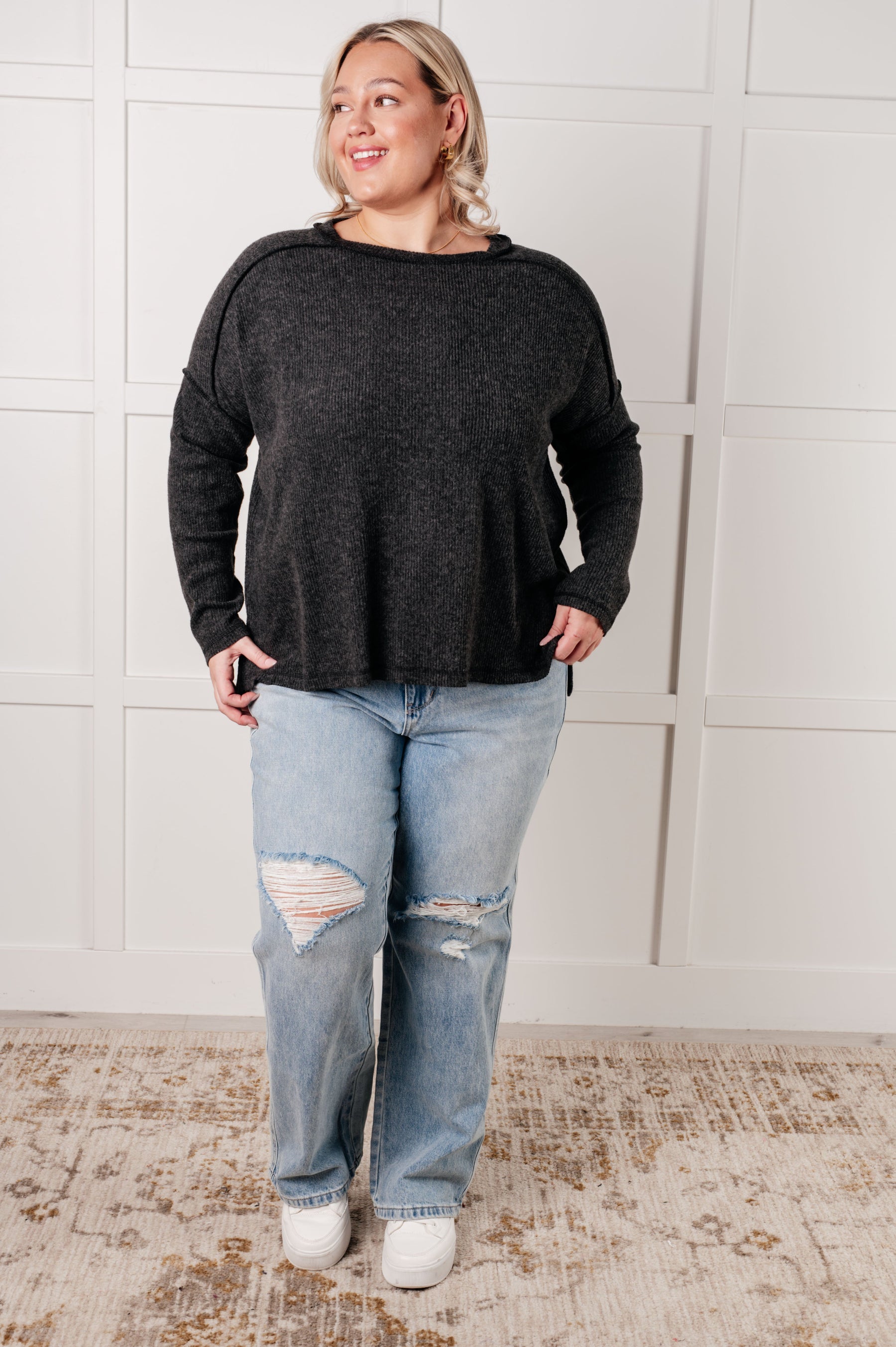 Simply Basic Black Sweater Top