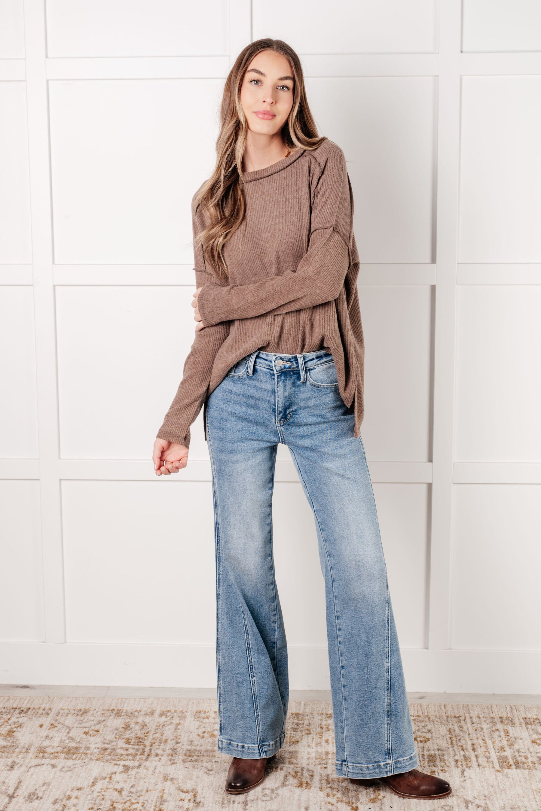 Simply Basic Mocha Sweater Top