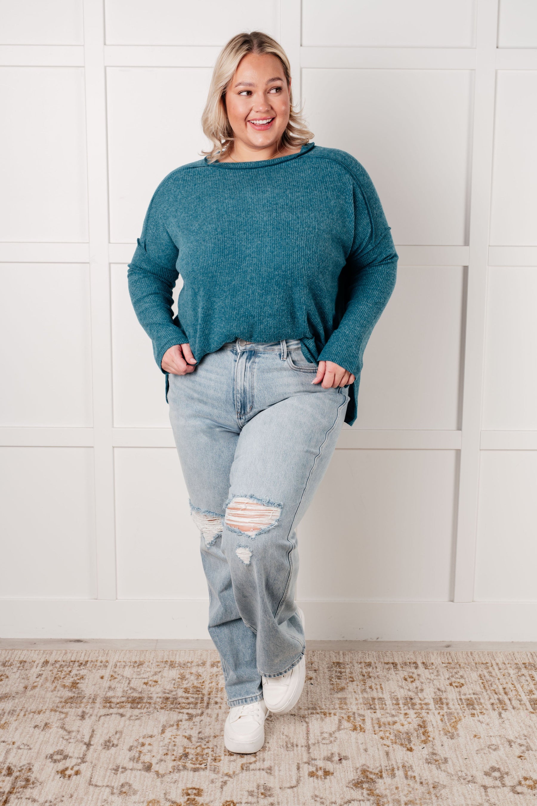 Simply Basic Teal Sweater Top