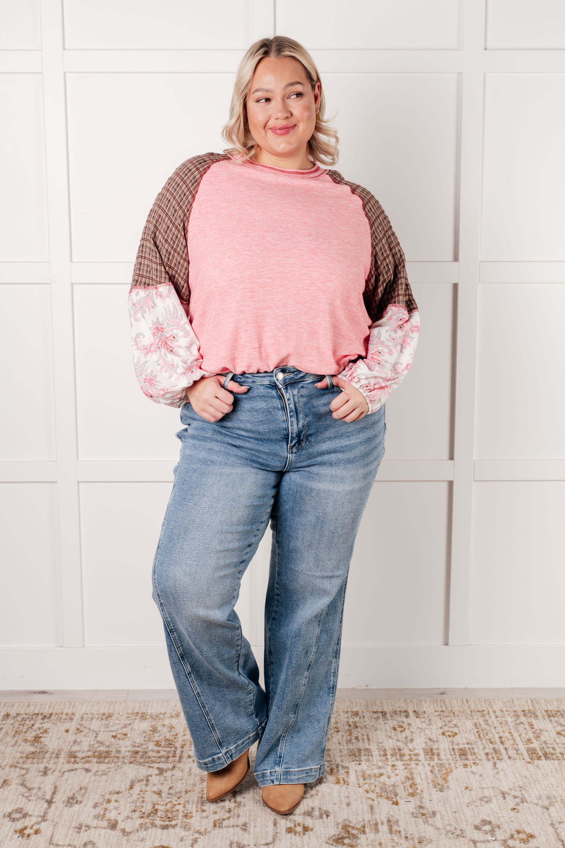 Walk for Miles Floral Color Block Top