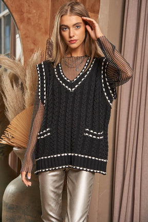 Vest Dressed V-Neck Sleeveless Sweater (3 Colors)