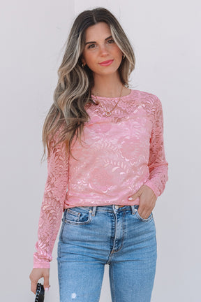 Blossom Beauty Lace Sheer Long Sleeve Top