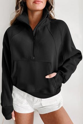 Cozy Retreat Black Zip Up Sweatshirt