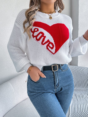 I Love You More Heart Printed Sweater Top (3 Colors)